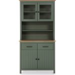 Vaisselier 4 portes 2 tiroirs en pin massif vert 90 cm