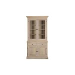 Vaisselier en chne blanchi 2 portes vitres 2 tiroirs 2 portes bois