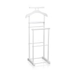Valet de chambre 2 portants en métal, blanc Valet de chambre 2 portants en métal, blanc