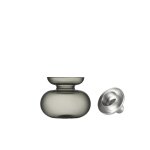 Vase et bougeoir en verre souffl� gris cendre 10 x 11 cm