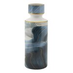 Vase en cramique bleu avec couvercle  14x40 cm