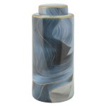 Vase en cramique bleu avec couvercle  15x34 cm