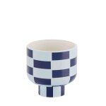 Vase c�ramique motif damier bleu 15, 5cmx15, 5cm