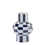 Vase cramique motif damier bleu 20cmx15cm