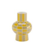 Vase cramique motif damier jaune 20cmx15cm