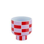 Vase céramique motif damier rouge 15, 5cmx15, 5cm Vase céramique motif damier rouge 15, 5cmx15, 5cm
