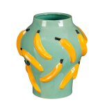 Vase en cramique vert et jaune d27