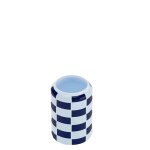 Vase cylindrique  damier cramique bleue 19, 4cmx13cm