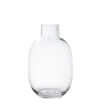 Vase d�coratif arrondi en verre transparent h28