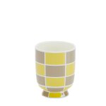 Vase dcoratif en cramique  damier jaune 12, 2cmx10, 2cm