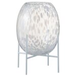 Vase dcoratif sur pied en verre blanc 20x20x37 cm