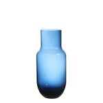 Vase d�coratif en verre bleu h30