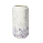 Vase dcoratif en verre cramique blanc et violet h40