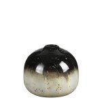 Vase dcoratif en verre crme et noir h16