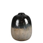 Vase dcoratif en verre crme et noir h21