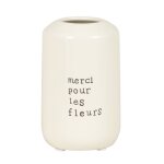 Vase en dolomite écrue merci pour les fleurs h12 Vase en dolomite écrue merci pour les fleurs h12