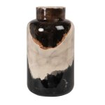 Vase en grès noir, moka et beige h33 Vase en grès noir, moka et beige h33