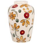Vase en gr�s peint multicolore h29