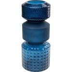 Vase en verre bleu brillant et mat h42 Vase en verre bleu brillant et mat h42