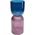 Vase en verre bleu et rose h40