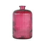 Vase en verre recycl stri fushia 23 cm