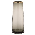 Vase en verre recycl transparent et gris h25