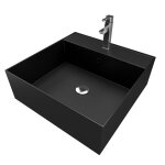 Vasque àposer carrée en céramique noire - 41x41x15cm - squary da Vasque àposer carrée en céramique noire - 41x41x15cm - squary da