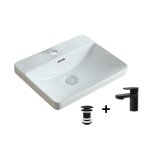 Vasque  encastrer 48x37cm + robinet + bonde