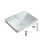 Vasque  encastrer rectangulaire 48x37 + robinet + bonde