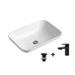 Vasque  encastrer rectangulaire 53x37cm + robinet + bonde