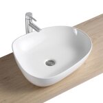 Vasque forme galet  poser en cramique 56 x 45 cm