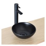 Vasque lave - mains  poser ronde en cramique noir 26cm