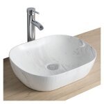 Vasque  poser ovale en cramique effet marbre 46x37cm