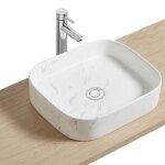 Vasque rectangulaire  poser imitation marbre blanc