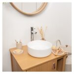 Vasque à poser ronde en céramique blanche 30, 5cm Vasque à poser ronde en céramique blanche 30, 5cm