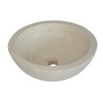 Vasque ronde à poser en terrazzo crème 40 × 40 Vasque ronde à poser en terrazzo crème 40 × 40