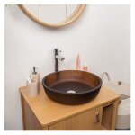 Vasque à poser ronde en verre texturé dépoli 42cm Vasque à poser ronde en verre texturé dépoli 42cm