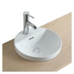 Vasque semi encastrée ronde en céramique blanche 37cm Vasque semi encastrée ronde en céramique blanche 37cm