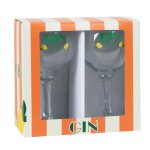 Verres  gin tonic en verre transparent, orange, vert et jaune (x2)