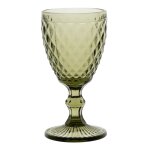 Verre  pied effet diamant vert