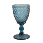 Verre  pied en verre press bleu