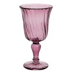 Verre  pied en verre violet spirales en relief