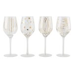 Verres  vin cheers metallic gold set of 4