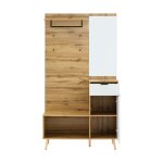 Vestiaire à l'entée porte manteau effet bois avec miroir, banc Vestiaire à l'entée porte manteau effet bois avec miroir, banc
