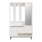Vestiaire d'entre avec 3 portes et miroir en agglomr blanc