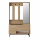 Vestiaire d'entre avec 3 portes et miroir en agglomr couleur chne