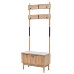 Vestiaire d'entr�e en bois massif et tissu gris