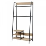 Vestiaire d'entrée avec tringle et rangements effet bois clair et noir Vestiaire d'entrée avec tringle et rangements effet bois clair et noir