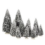 Village de no�l miniature arbes evergreen h30 - lot de 12