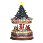 Village de nol miniature carrousel avec sapin de nol h35